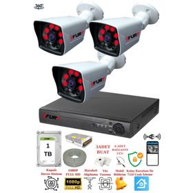 Fury 5525A 3 Kameralı 5MP Lensli 1080P 2MP Görüntü 1TB 6 Atom Gece Görüşlü Full Hd Güvenlik Kamerası