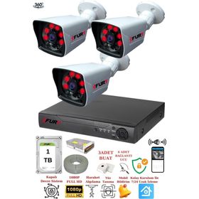 Fury 5525A 3 Kameralı 5MP Lensli 1080P 2MP Görüntü 1TB 6 Atom Gece Görüşlü Full Hd Güvenlik Kamerası