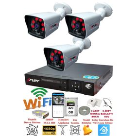 Fury 5525A 3 Kameralı 5MP Lensli 1080P 2MP Görüntü 320GB 6 Atom Gece Görüşlü Full HD Güvenlik Kamerası