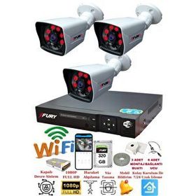 Fury 5525A 3 Kameralı 5MP Lensli 1080P 2MP Görüntü 320GB 6 Atom Gece Görüşlü Full HD Güvenlik Kamerası