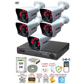 Fury 5525A 5 Kameralı 1080P Görüntü 320GB 6 Atom Gece Görüşlü Full HD Akıllı Güvenlik Kamerası