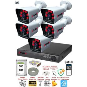 Fury 5525A 5 Kameralı 5MP Lensli 1080P 2MP Görüntü 500GB 6 Atom Gece Görüşlü Full HD Güvenlik Kamerası