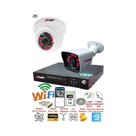 Fury 5525DI 2 Kameralı 5MP 3.6 mm Lens 2MP Görüntü 500GB 6 Atom Led Gece Görüşlü Full HD Güvenlik Kamerası