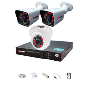 Fury 5525DI 3 Kameralı 5MP 3.6 mm Lens 2MP Görüntü 1TB 6 Atom Led Gece Görüşlü Full HD Güvenlik Kamera