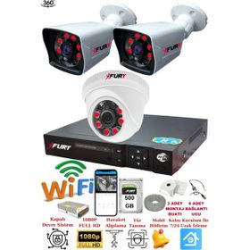 Fury 5525DI 3 Kameralı 5MP 3.6 mm Lens 2MP Görüntü 500GB 6 Atom Led Gece Görüşlü Full HD Güvenlik Kamera
