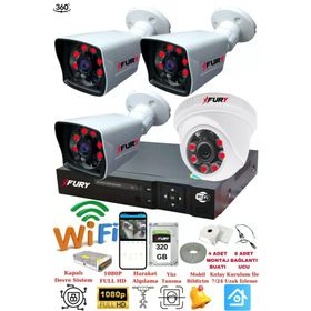 Fury 5525DI 4 Kameralı 5MP 3.6 mm Lens 2MP Görüntü 320GB 6 Atom LED Gece Görüşlü Full HD Güvenlik Kamerası