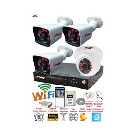 Fury 5525DI 4 Kameralı 5MP 3.6 mm Lens 2MP Görüntü 320GB 6 Atom LED Gece Görüşlü Full HD Güvenlik Kamerası
