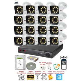 Fury 5525W 16 Kameralı 5MP Lens 1080P 2MP Color Görüntü 8 Warm Led 1TB Gece Görüş Full HD Güvenlik Kamera
