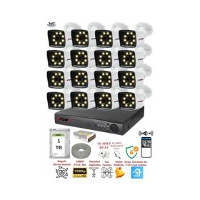 Fury 5525W 16 Kameralı 5MP Lens 1080P 2MP Color Görüntü 8 Warm Led 1TB Gece Görüş Full HD Güvenlik Kamera