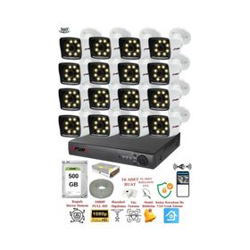 Fury 5525W 16 Kameralı 5MP Lens 1080P 2MP Color Görüntü 8 Warm Led 500GB Gece Görüş Full HD Güvenlik Kamera