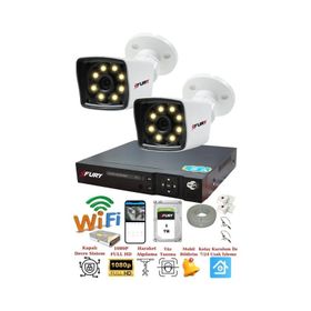 Fury 5525W 2 Kameralı 5MP Lens 1080P 2MP Color Görüntü 1TB 8 Warm Led Gece Görüş Full HD Güvenlik Kamera