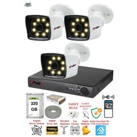 Fury 5525W 3 Kameralı 5MP Lens 1080P 2MP Color Görüntü 320GB 8 Warm Led Gece Görüş Full HD Güvenlik Kamera