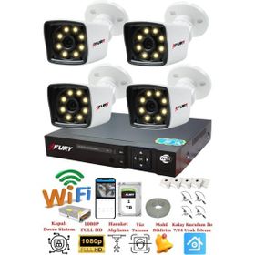 Fury 5525W 4 Kameralı 5MP Lens 1080P 2MP Color Görüntü 1TB 8 Warm Led Gece Görüş Full HD Güvenlik Kamera
