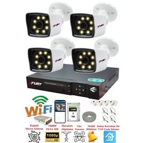 Fury 5525W 4 Kameralı 5MP Lens 1080P 2MP Color Görüntü 1TB 8 Warm Led Gece Görüş Full HD Güvenlik Kamera