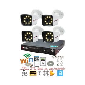 Fury 5525W 4 Kameralı 5MP Lens 1080P 2MP Color Görüntü 1TB 8 Warm Led Gece Görüş Full HD Güvenlik Kamera