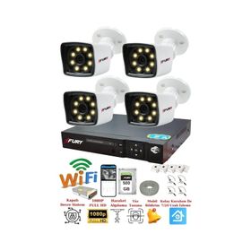 Fury 5525W 4 Kameralı 5MP Lens 1080P 2MP Color Görüntü 500GB 8 Warm Led Gece Görüş Full HD Güvenlik Kamera