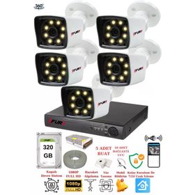 Fury 5525W 5 Kameralı 5MP Lens 1080P 2MP Color Görüntü 320GB 8 Warm Led Gece Görüş Full HD Güvenlik Kamera