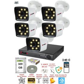 Fury 5525W 5 Kameralı 5MP Lens 1080P 2MP Color Görüntü 320GB 8 Warm Led Gece Görüş Full HD Güvenlik Kamera