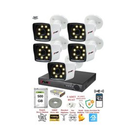 Fury 5525W 5 Kameralı 5MP Lens 1080P 2MP Color Görüntü 500GB 8 Warm Led Gece Görüş Full HD Güvenlik Kamerası