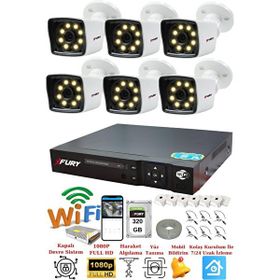 Fury 5525W 6 Kamera 5MP Lens 1080P 2MP Color Görüntü 320GB 8 Warm Led Gece Görüş FHD Güvenlik Kamera Sistemi