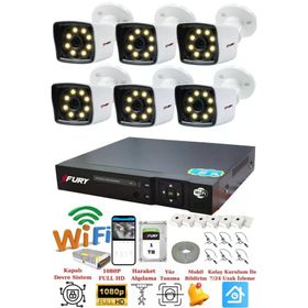 Fury 5525W 6 Kameralı 5MP Lens 1080P 2MP Color Görüntü 1TB 8 Warm Led Gece Görüş Full HD Güvenlik Kamera