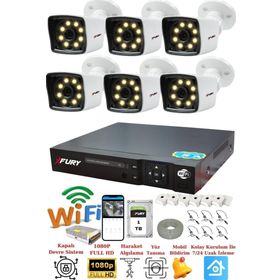 Fury 5525W 6 Kameralı 5MP Lens 1080P 2MP Color Görüntü 1TB 8 Warm Led Gece Görüş Full HD Güvenlik Kamera