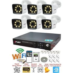 Fury 5525W 6 Kameralı 5MP Lens 1080P 2MP Color Görüntü 1TB 8 Warm Led Gece Görüş Full HD Güvenlik Kamera