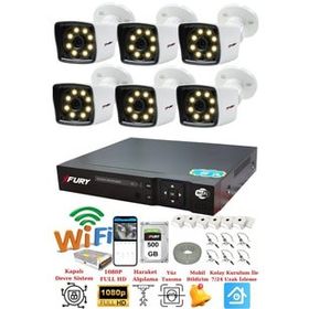 Fury 5525W 6 Kameralı 5MP Lens 1080P 2MP Color Görüntü 500GB 8 Warm Led Gece Görüş Full HD Güvenlik Kamera