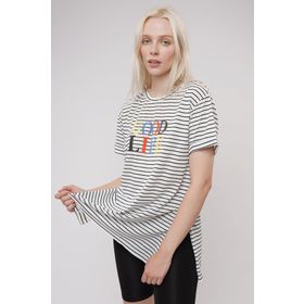 Gabria Baskılı Çizgili Bayan T-shirt