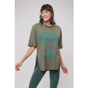 Gabria Baskılı Yan Yırtmaçlı T-shirt