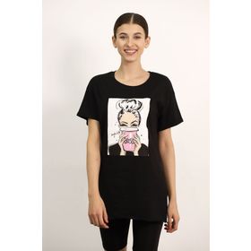 Gabria Baskılı Yan Yırtmaçlı T-shirt