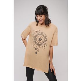 Gabria Baskılı Yan Yırtmaçlı T-shirt