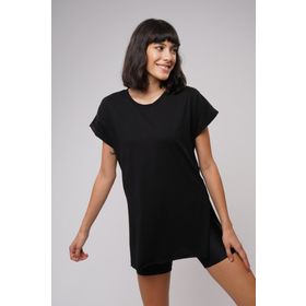 Gabria Bisiklet Yaka Yan Yırtmaçlı T-shirt