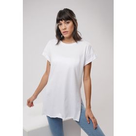 Gabria Bisiklet Yaka Yan Yırtmaçlı T-shirt