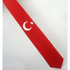 Gaffy AK-01 Ay Yıldız Desen Dokuma Kırmızı Kravat