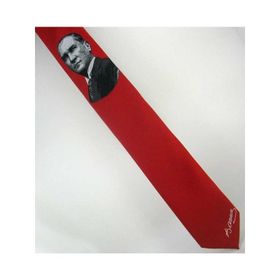 Gaffy AK-04 Atatürk Ve İmza Desenli Dokuma Kırmızı Kravat