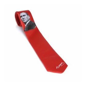 Gaffy AK-04 Atatürk Ve İmza Desenli Dokuma Kırmızı Kravat