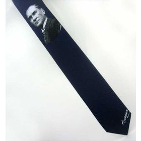 Gaffy AK-05 Atatürk Ve İmza Desenli Dokuma Lacivert Kravat