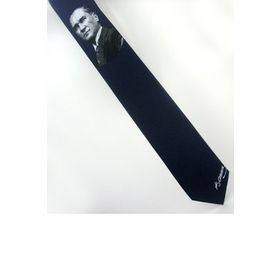 Gaffy AK-05 Atatürk Ve İmza Desenli Dokuma Lacivert Kravat