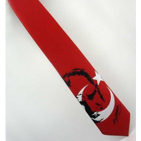 Gaffy AK-06 Ay Yıldız Ve Atatürk Desenli Dokuma Kırmızı Kravat