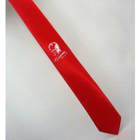 Gaffy AK-08 Atatürk Ve İmza Baskili Slim Fit Saten Kırmızı Kravat