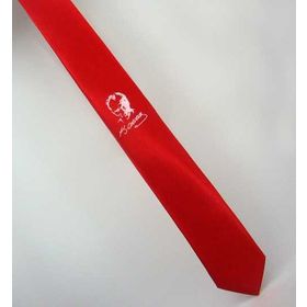 Gaffy AK-08 Atatürk Ve İmza Baskili Slim Fit Saten Kırmızı Kravat