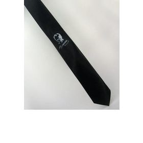 Gaffy AK-09 Atatürk Ve İmza Baskili Slim Fit Saten Siyah Kravat