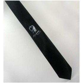 Gaffy AK-09 Atatürk Ve İmza Baskili Slim Fit Saten Siyah Kravat
