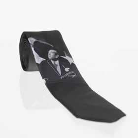 Gaffy Atatürk ve İmza Desenli Dokuma Siyah Kravat