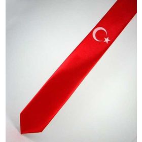 Gaffy Çocuk Boy Ay-Yıldız Baskılı Saten Kırmızı Kravat