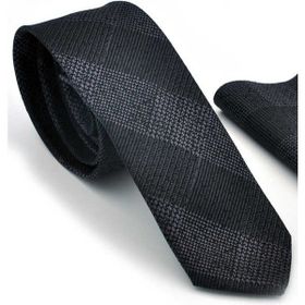 Gaffy Gri Siyah Ekose Desenli Dokuma Kumaş Mendilli Slim Fit Kravat