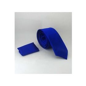 Gaffy KLR GYM SK-26 Saks Slim Fit İnce Model Düz Renk Mendilli Saten Kravat