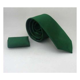 Gaffy SS-28 Zümrüt Yeşili Slim Fit Düz Renk Mendilli Saten Kravat