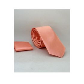 Gaffy SS-44 Yavru Ağzı Slim Fit Düz Renk Mendilli Saten Kravat